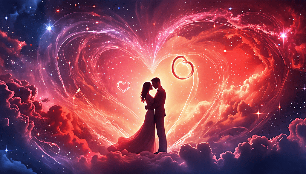 Here's a DALL-E prompt for an image related to the title What is Love: A surreal, dreamlike scene with two translucent silhouettes embracing, their forms